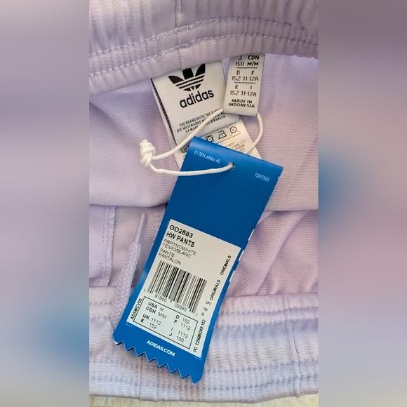Adidas Kids Lavender Sweatpants with White Stripes - Picture 3 of 3